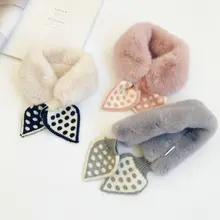 

Faux Fur Kids Scarf with dots for Children Boys and Girls Neck Ring Warm Solid Color Winter Stylish Scarves