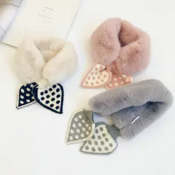 Faux Fur Kids Scarf with dots for Children Boys and Girls Neck Ring Warm Solid Color Winter Stylish Scarves