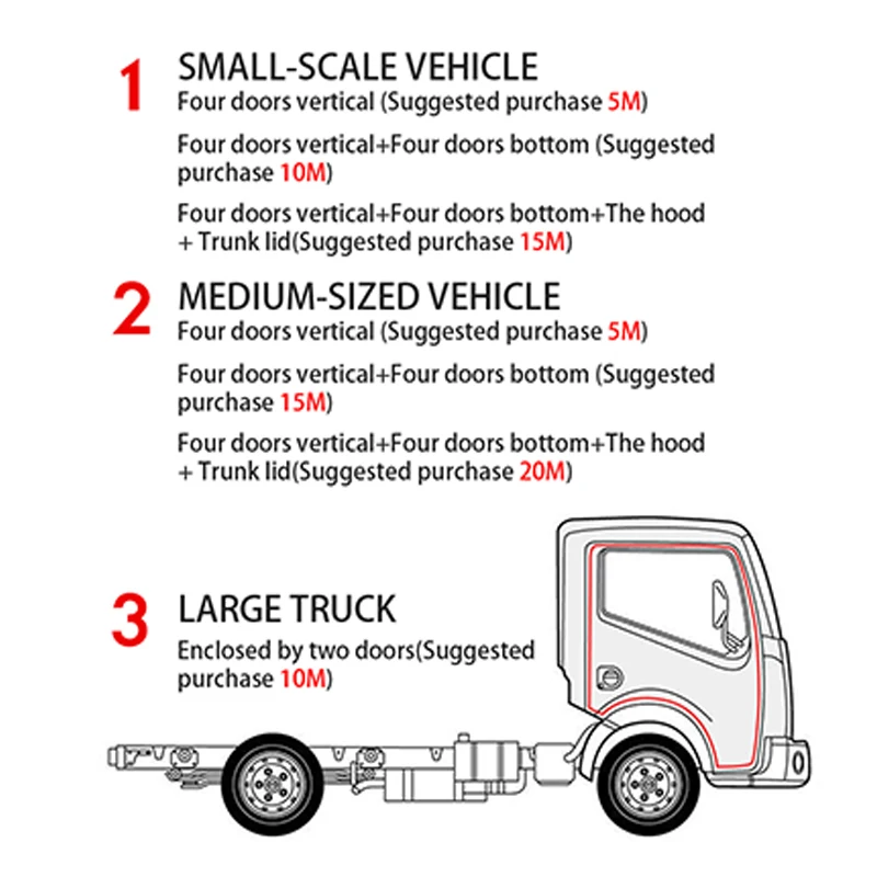 Универсальные резиновые полоски для защиты дверей автомобиля, черный ...