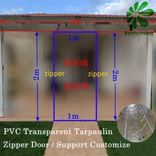 Tela cerata impermeabile per esterni con cerniera in tessuto trasparente in PVC da 0,32 mm Personalizza la tenda della porta