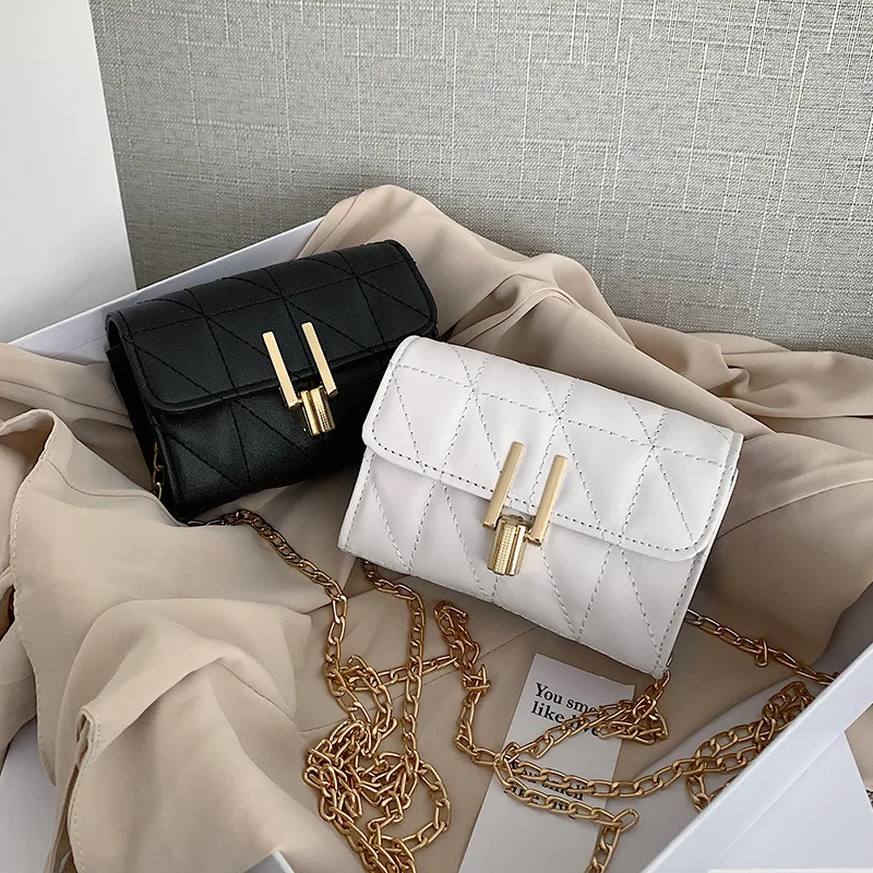 

Women Crossbody Bags Korean Diamond Chain Small Square Shoulder Wallet 2020