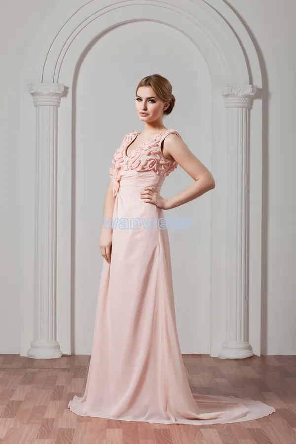 Горячая Распродажа дизайн на заказ ручной работы цветок vestido de noiva шифон Длинного размера плюс платье для выпускного подружки невесты