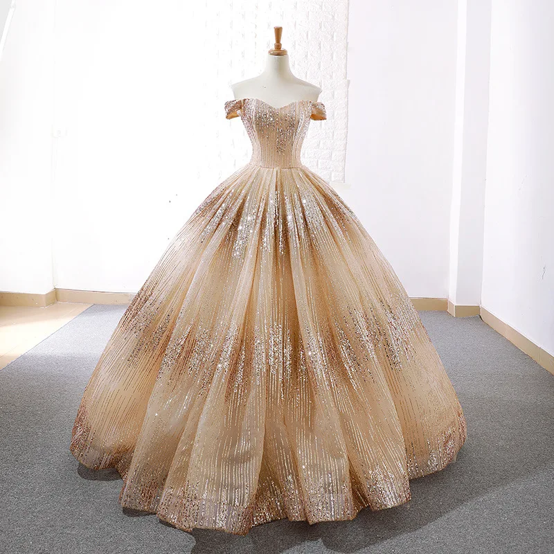 

Quinceanera Dress Luxury Prom Gown Off The Shoulder Ball Gown Bling Bling Sequin Vintage Party Dress Quinceanera Dresses