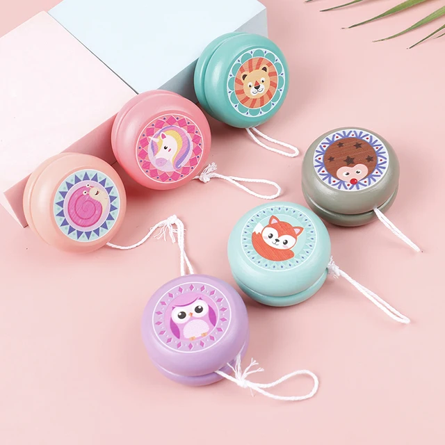 Children Yoyo Ball Cute Animal Prints Wooden Yoyo Toys Fox Owl Hedgehog Snails Toys Kids Yo-Yo Creative Yo Yo Toys For Children 1