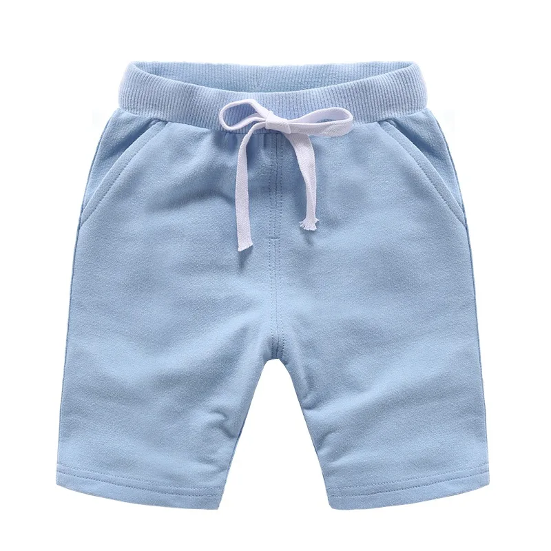Sky Blue Шорты для мальчиков; Детские короткие штаны; летние хлопковые однотонные шорты для малышей; Детские пляжные спортивные штаны; повседневная одежда для малышей - Цвет: Sky Blue