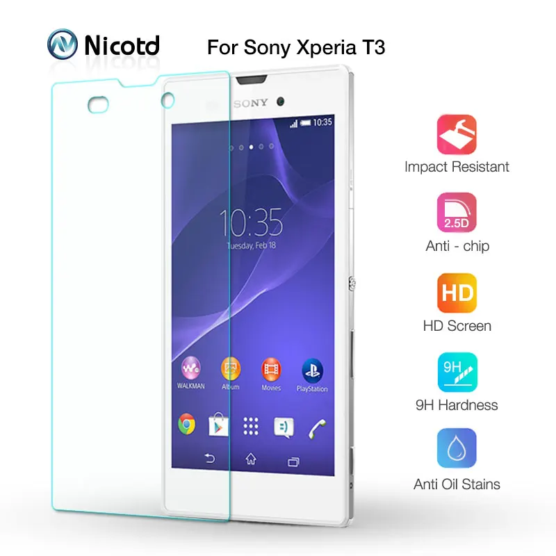 2.5 HD For Sony Xperia T3 Screen Protector Nicotd Tempered Glass Original Protective Film | Мобильные телефоны и