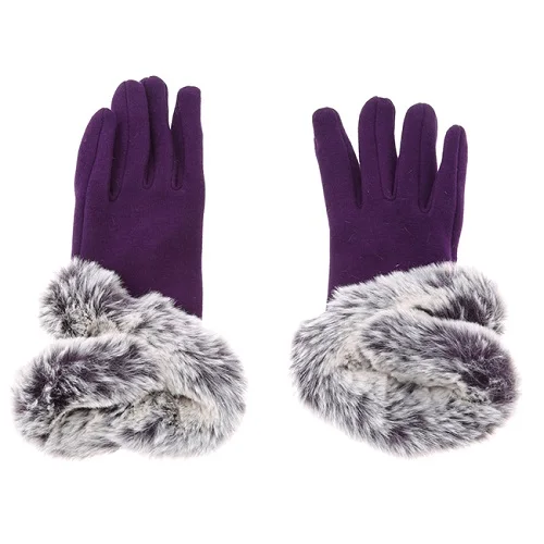 Purple Модные женские перчатки для сенсорного экрана зимние теплые женские перчатки для вождения Мягкие накладки из искусственного меха перчатки рукавицы из кашемира - Цвет: Purple