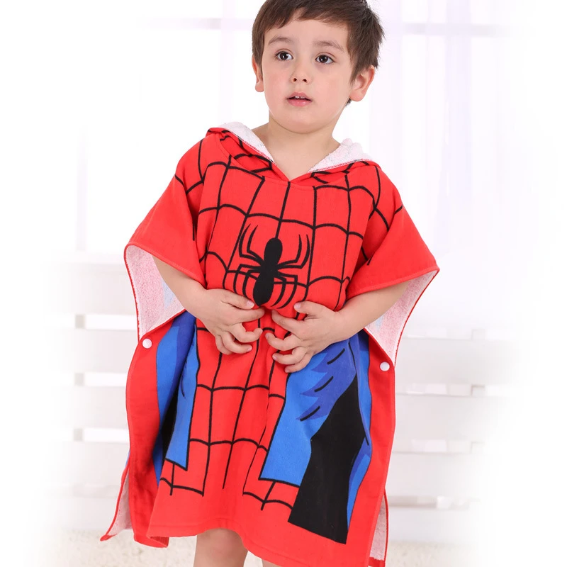 男の子と女の子のためのディズニータオルスパイダーマン 綿のガーゼ フード付きバスタオル ケープ 子供のための柔らかいビーチタオル バスタオル Aliexpress