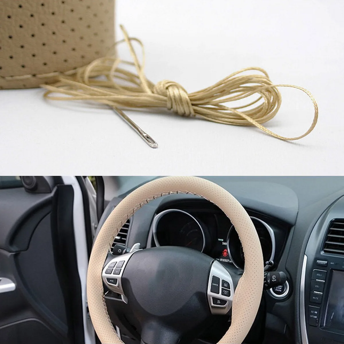 Чехол рулевого колеса автомобиля 38 см ручной сшитый DIY pu кожаный чехол колеса автомобиля с иглой и резьбой аксессуары для интерьера