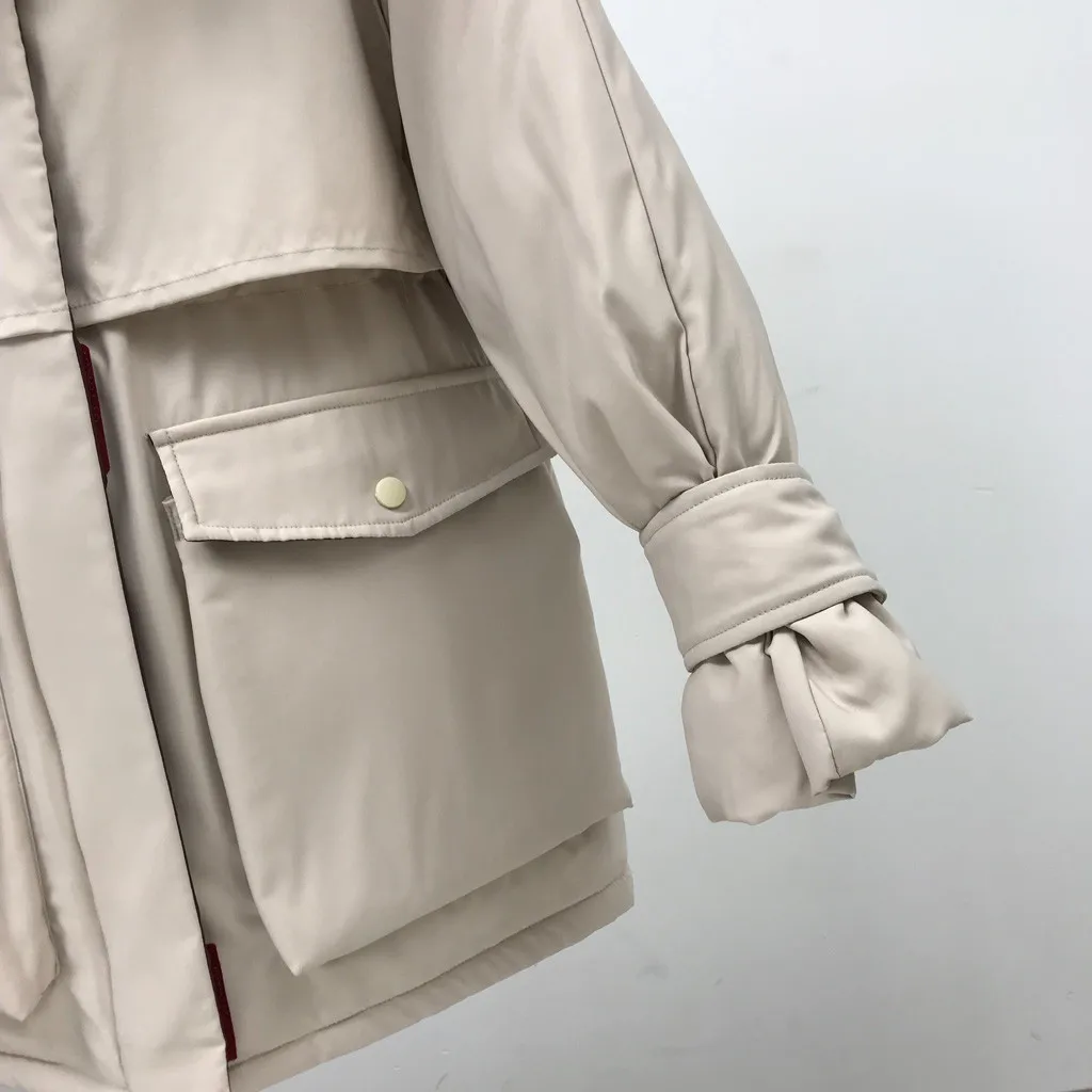 KANCOOLD Women Coat Cotton Solid Color Hooded Parka big pocket Buttoned Plus Size Long Parkas Overcoat Warm Loose Streetwear
