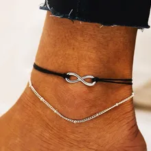 Популярный многослойный браслет в европейском и американском стиле, браслет на ногу из сплава и хлопка, браслет из веревки, 8 слов, бесконечная популярная ручная работа