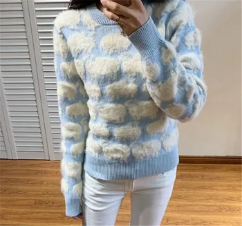 

2020 Women's Sweater Cashmere Warm Sweater for Ladies Sheep Cardigans Elegant Cartoon Patterns Cute&kawaii Sweater Women's Coat