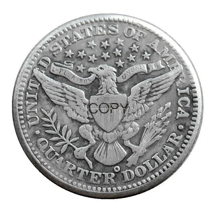 США 1904 P/S/O Парикмахерская четверть долларов Посеребренная копия монеты - Цвет: O