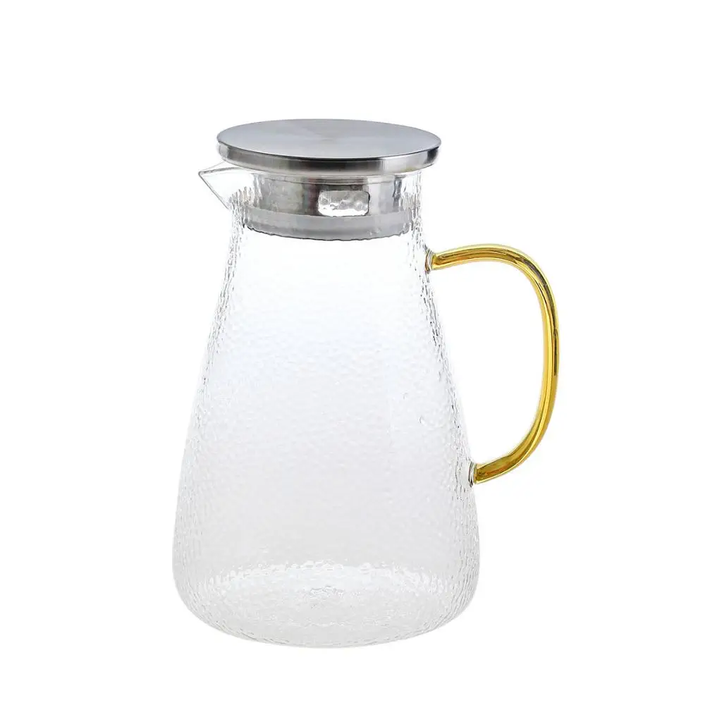 1.5L 1.5L/2L прозрачный стеклянный кувшин для воды, термостойкий графин, сок, чайник, кувшин с крышкой из нержавеющей стали - Цвет: 1.5L