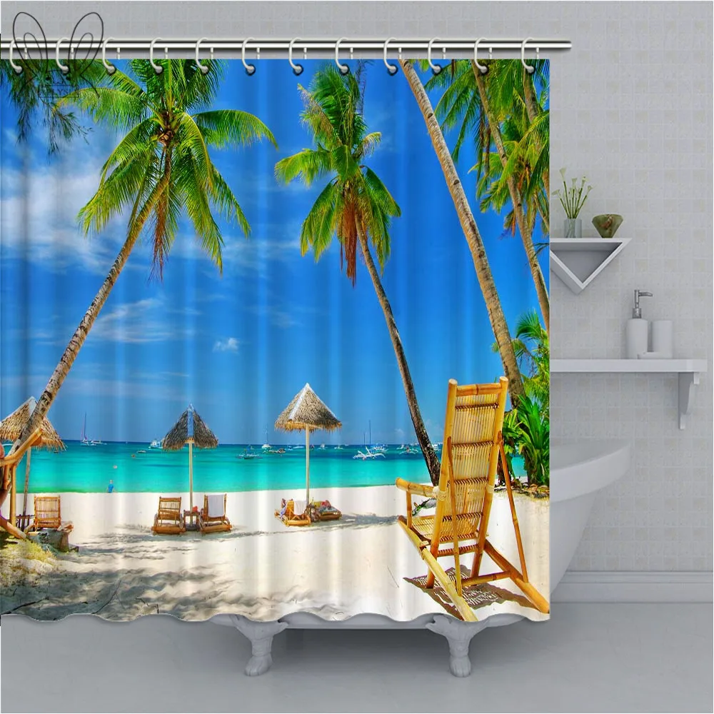 Beautiful Island Cool Tropical Beach waterproof shower curtains bathroom products polyester bathroom shower curtain - Цвет: 74255