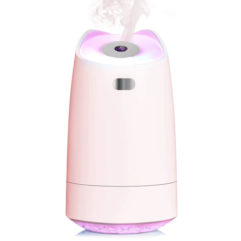 Pink Горячая USB увлажнитель, 280 мл мини-портативный увлажнитель с 7-Цвет светодиодный Ночной светильник, происходит автоматическое отключение, ультра-тихий, он подходит для украшения дома, в офисе - Цвет: Pink