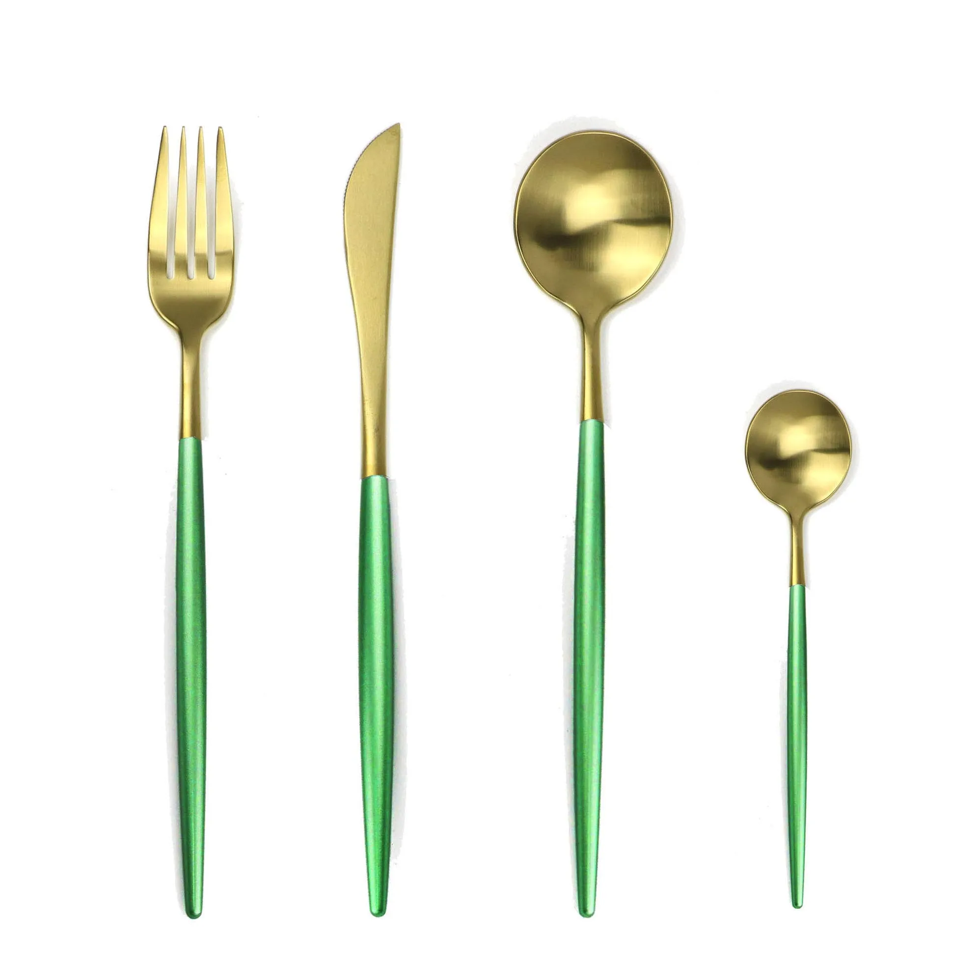 Green Gold 4 шт./компл. Высокое качество матовый набор посуды столовые приборы набор вилок Ножи столовая ложка, 304 Нержавеющая сталь - Цвет: Green Gold