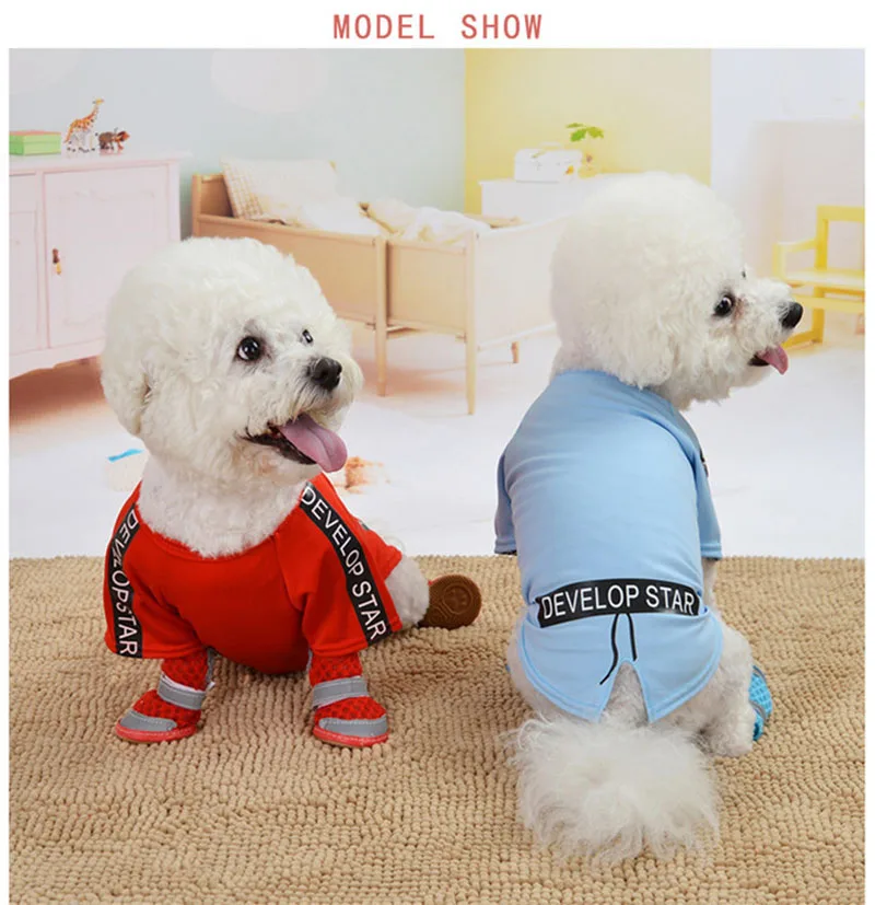 Одежда для собак, принт с буквами, короткий рукав, Bichon, плюшевый Кот, маленькая собака, весна-лето, светильник, тонкий, дышащий, с принтом, товары для домашних животных