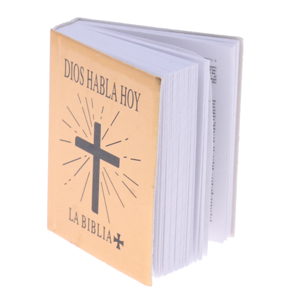 1/6 Scale Mini Spanish Edition Holy Bible Book Dollhouse Miniature Gold