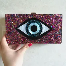 Модный женский брендовый клатч на плечо от сглаза, акриловые клатчи ручной работы на заказ, вечерние клатчи для девушек, акриловый кошелек с мультипликационным принтом