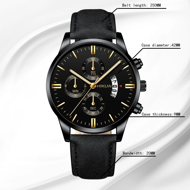 reloj hombre Luxury Mens Watch Fashion Sport Wrist Watch Alloy Case Leather Band Watch Quartz Business Wristwatch calendar Clock