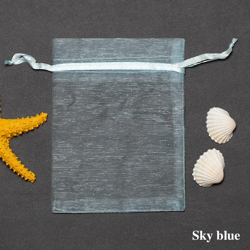 50 шт./лот 7*9 см тянущаяся органза сумки пользу Свадебный Рождественский подарок мешочек для украшений упаковка тюль ткань сумки пряжа Eugen Чехлы 5z - Цвет: Sky blue