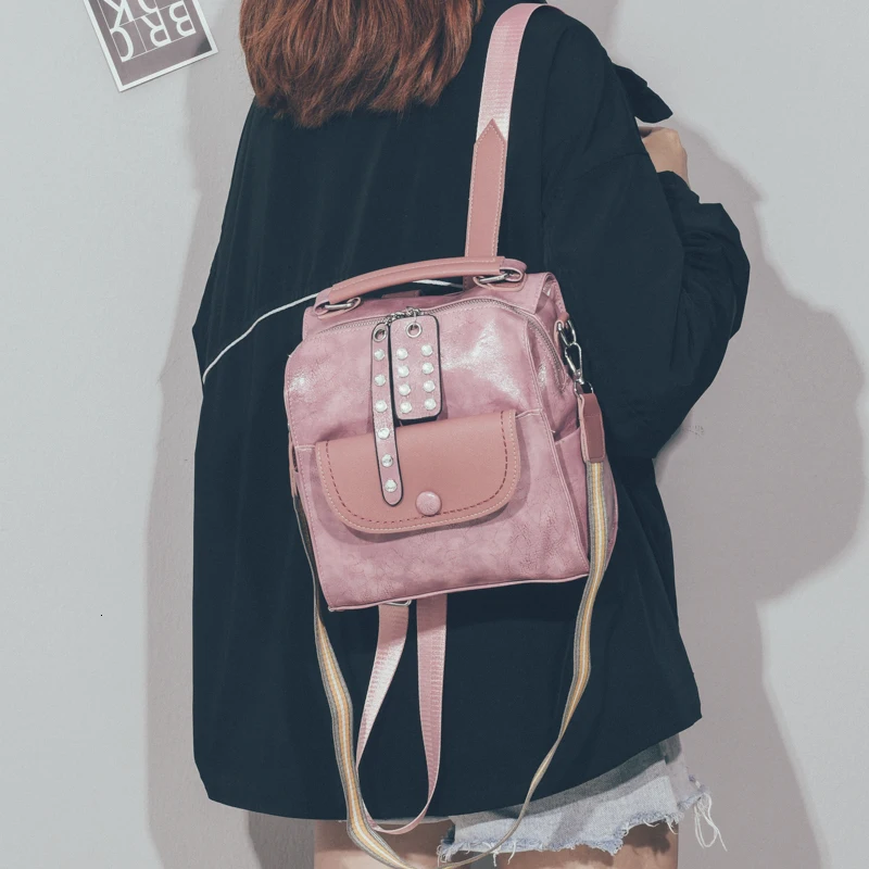 

Backpack Girl Women Backpack Korean Style Student Panelled Pu Leather Black Backpacks For Teenage Girls Mochilas Bookbags