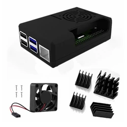 Coque de protection amovible pour Raspberry Pi 4 B, avec ventilateur de refroidissement, dissipateurs de chaleur 
