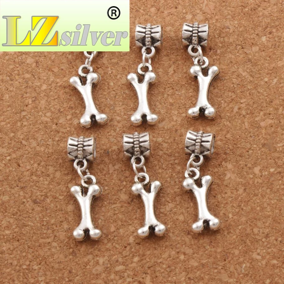 Dog Food Bone Charm Beads 8.6x30mm 100pcs Zinc Alloy Fit European Bracelets Jewelry DIY B202