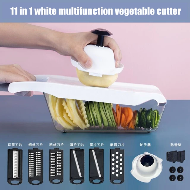 Vegetable Cutter Grater for Vegetables Slicers Shredders Multi Slicer Peeler Carrot Fruit 6 In 1 Gadgets Vegetable Cutting Tools white