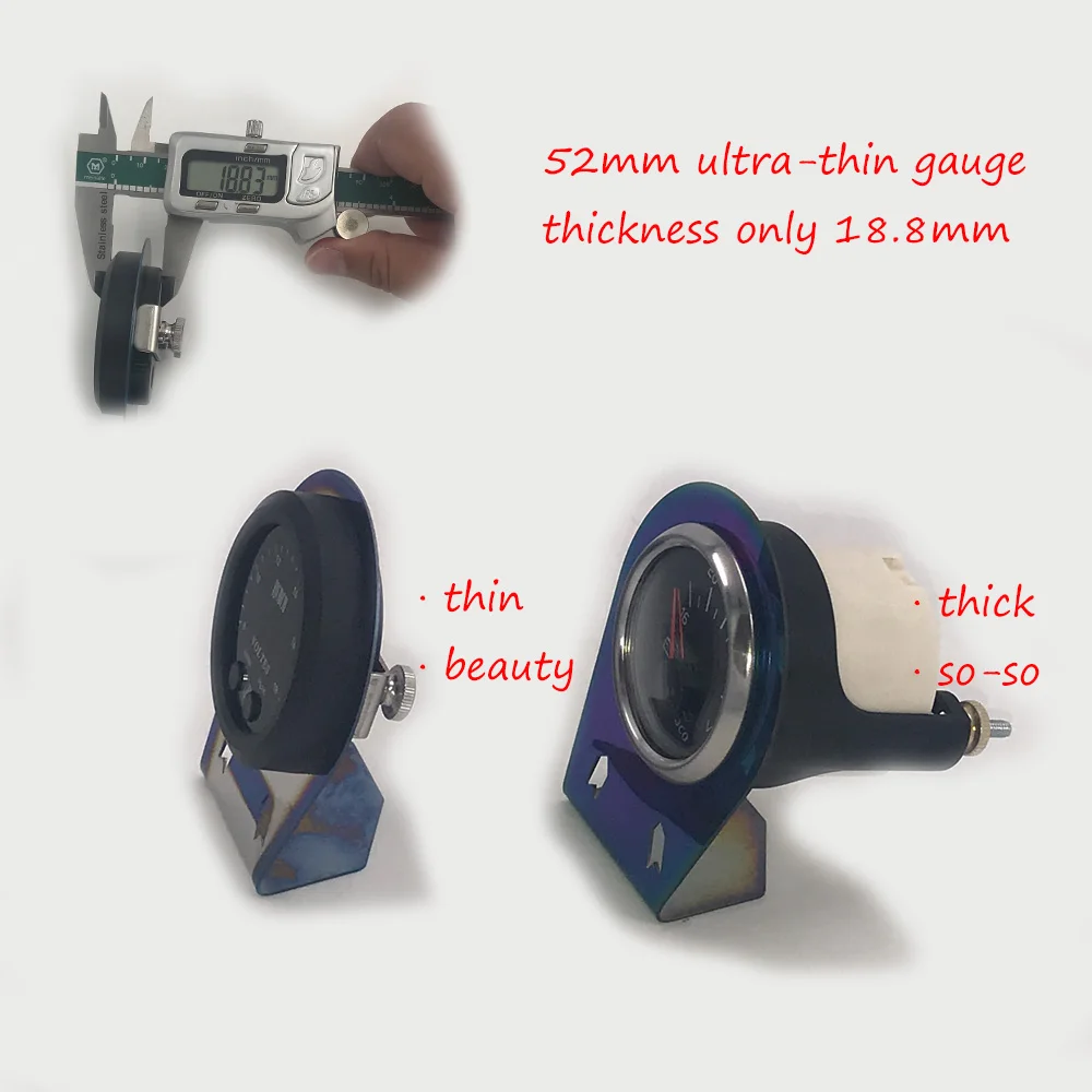 Universal Ultra-Thin Round 52MM Exhaust Temperature Gauge with Red Light LED Display 0-1800 F Car Accessories