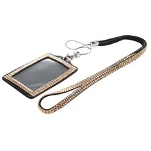 Горный хрусталь шикарный Кристалл пользовательский ремешок вертикальный держатель удостоверения личности(Шампань