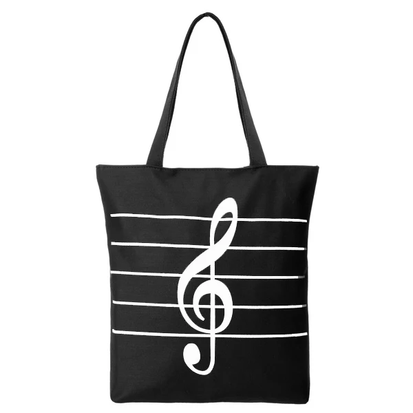 Женская сумка на плечо холщовая Сумочка для покупателей винтажная дорожная музыкальный мешок хозяйственная сумка для путешествий Сумочка для косметики на молнии - Цвет: Black-white txt