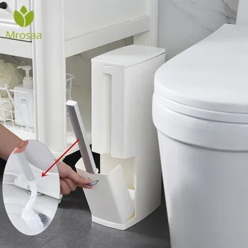 

Plastic Trash Can with Toilet Brush Waste Bin Dustbin Garbage Bucket Eco-friendly Bathroom Cleaning Tools Garbage Bag Dispenser