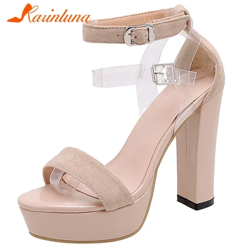 

KARINLUNA Summer Sexy Dating Heeled Sandals Elegant Shallow Platform Women Sandals Fashion High Block Heels Party Women Shoes