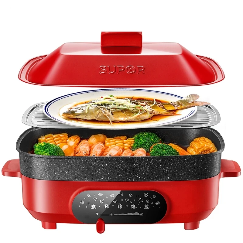 Supor Pentola Elettrica Multifunzionale Pentola Per Barbecue Pentola Calda Padella Per Cottura A Vapore Per Uso Domestico Macchina Per Grigliare Pento