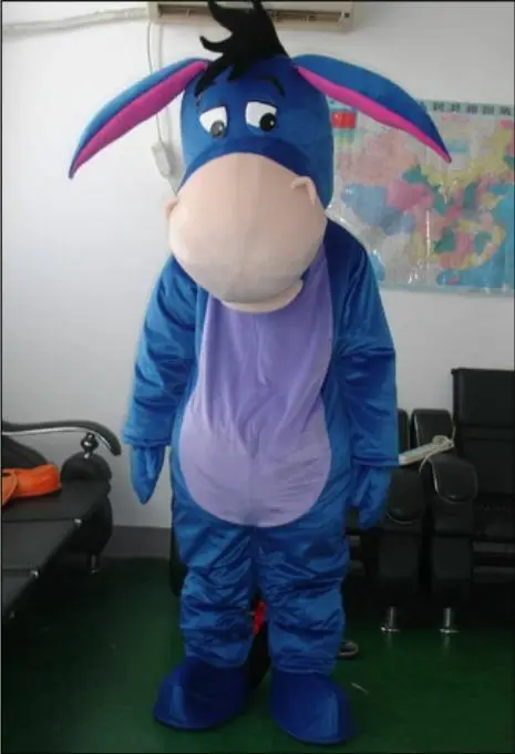 

Cartoon Character Blue Donkey Mascot Costume Suit Cosplay Animal Theme Party Birthday Outdoor Outfit Adult Size