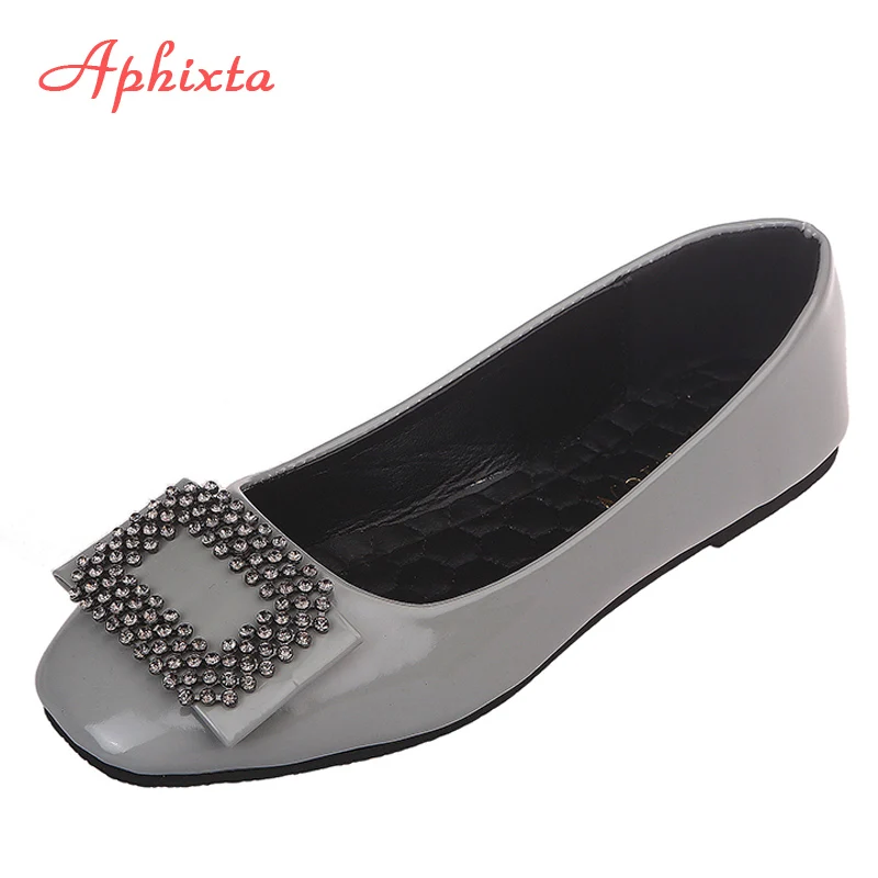 Gray Aphixta/туфли на плоской подошве; женские лоферы; женская обувь с пряжкой; вечерние слипоны на плоской подошве; Alpargatas De Mujer; большой размер 44 - Цвет: Gray