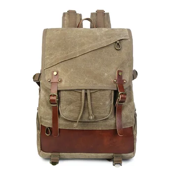 

New Male Outdoor Travel Waterproof Canvas Backpack Student Large Capacity Retro Design School Book Bag