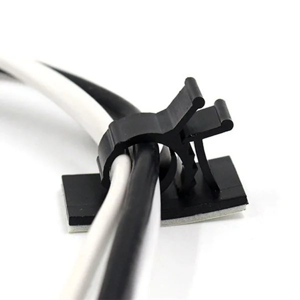 20Pcs Black Adjustable Plastic Cable Clamps Self Adhesive Car Cable Clips Wire Organizer