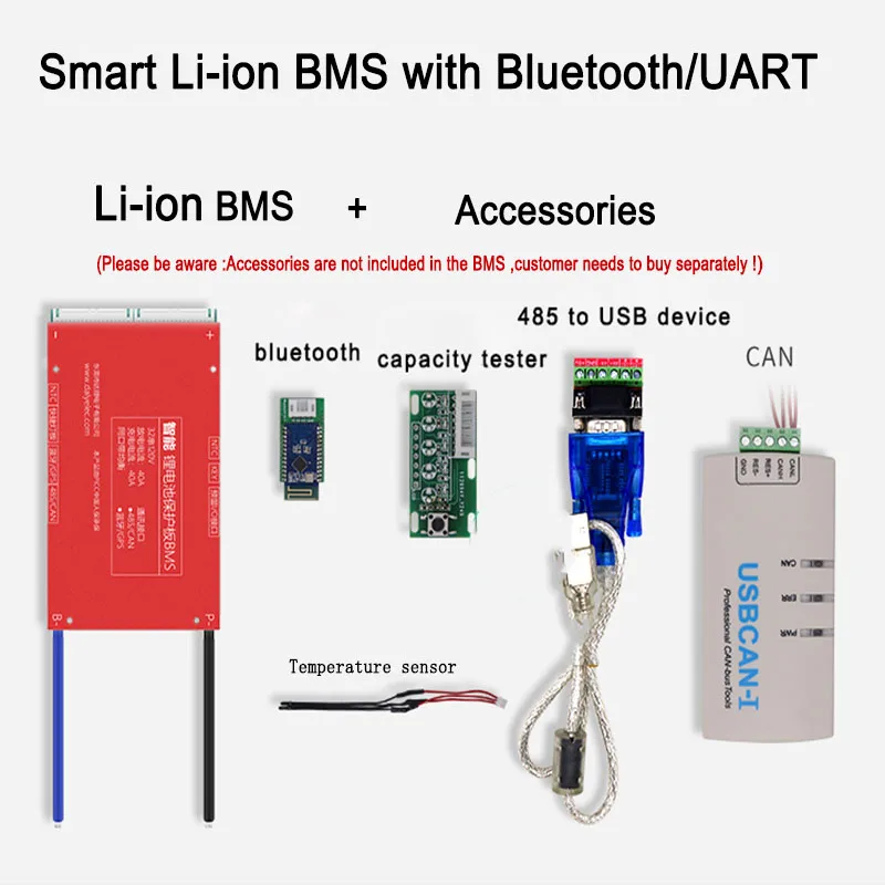 Литий ионный аккумулятор BMS 3 32S Bluetooth + 485 к usb устройству CAN UART 30A 80A используемый для