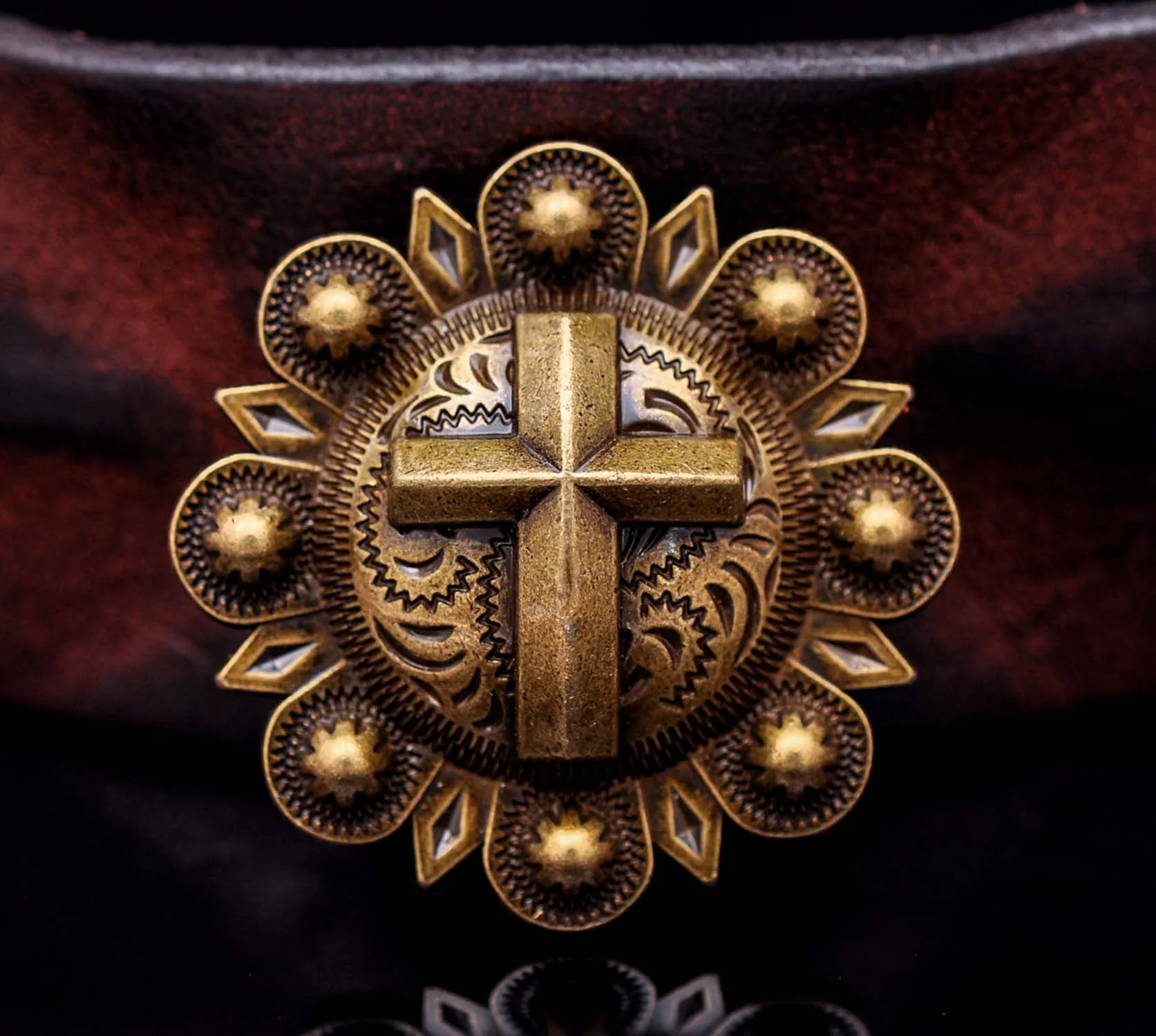 6X Heavy Duty Retro Brass Cross Berry Flower Leathercraft Accessories Western Saddles Headstall Tack CONCHOS Screwback 1-1/2" |