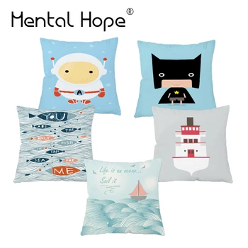 

Letter Soldier Printed Plush Cushion Cover Cartoon Superman Pattern Throw Pillow Cover Home Decor King Queen Square Pillowcase