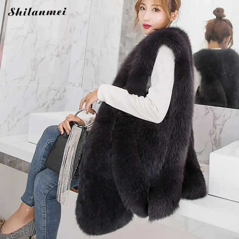 Женское меховое пальто Veste Femme, большие размеры, меховая куртка без рукавов, пальто из искусственного меха, жилет, зимнее пальто, женские осенние вечерние топы с капюшоном