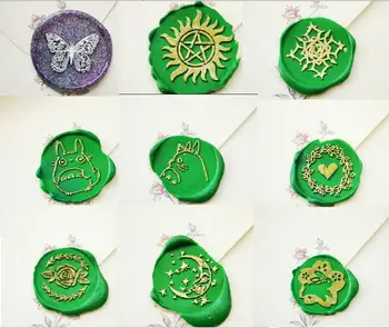 

Wedding seals Love heart wreath flowers rabbit star moon butterfly Totoro Retro brass Stamp Sealing Wax Stamps Wax Seal Stamp