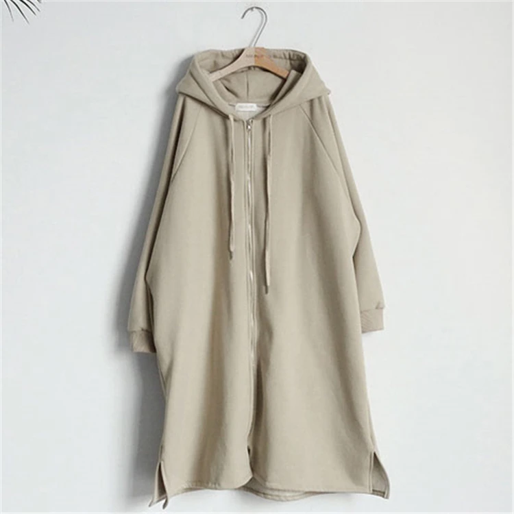 Mazefeng Autumn Winter Women Jackets Hooded Zipper Prairie Chic Fashionable Korean Style Elegant Casual Long Coat Outerwear