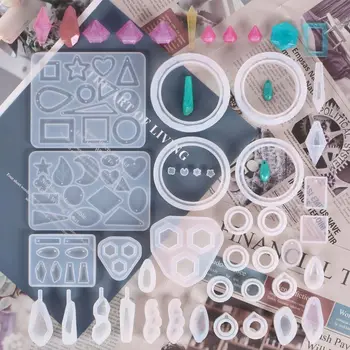 

39Pcs/Set Crystal Epoxy Resin Mold Geometric Irregular Earrings Pendant Casting Mould Handmade DIY Crafts Jewelry Making