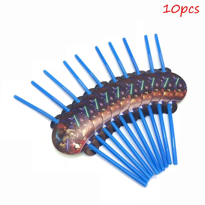 straw-10pcs "Звездные войны", тематическая вечеринка на день рождения украшения наборы; детский душ Бумага баннер Салфетка скатерть "Звездные войны", набор одноразовой посуды - Цвет: straw-10pcs