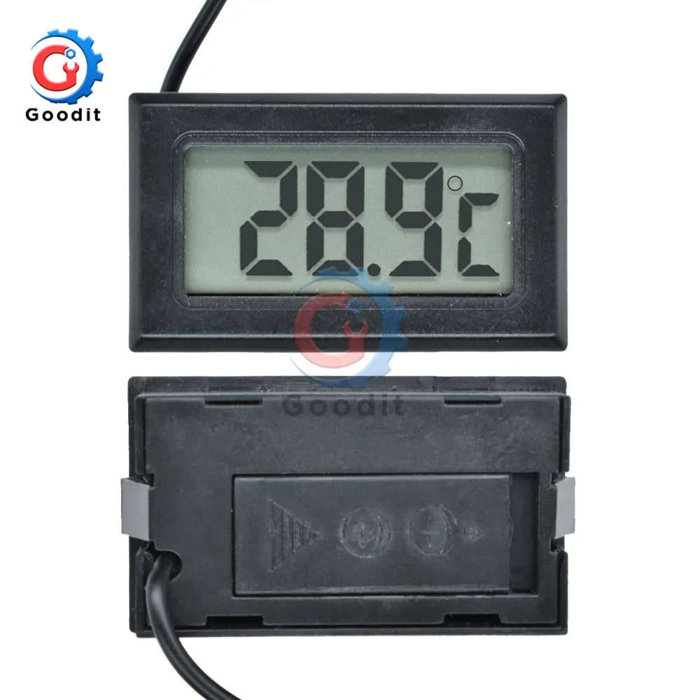Цифровой мини-термометр с ЖК-дисплеем-50~ 110 ℃, термометр для холодильника в помещении и на открытом воздухе, 1 м для температуры морозильной камеры, черный
