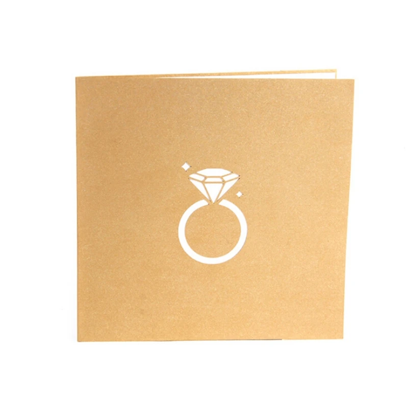  3D Pop Up Ring Wedding Invitation Card Birthday Christmas Mother's Day Gif D08D - 4000357761925